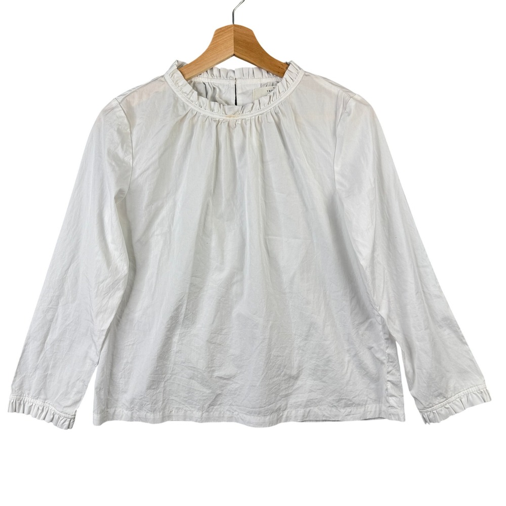 Birds of Paradis by Trovata White Cotton Ruffle Neck Blouse XS Victorian Style